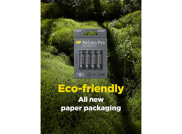 GP ReCyko Pro AA-batteri, 2000mAh, 4-pk Et NiMH oppladbart AA-batteri