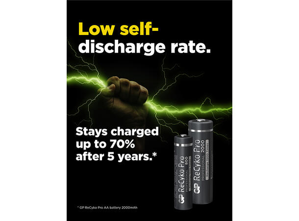 GP ReCyko Pro AA-batteri, 2000mAh, 4-pk Et NiMH oppladbart AA-batteri