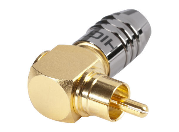 HICON HI-CMA01-BLK RCA han for kabel 90° Sort. For kabel Ø6-7mm