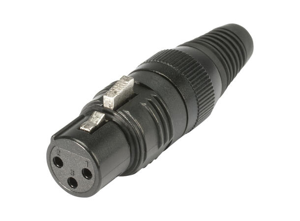 HICON HI-X3CF-G 3-pin XLR hun for kabel Sort. Metall bakstykke. Gullplat. kont.
