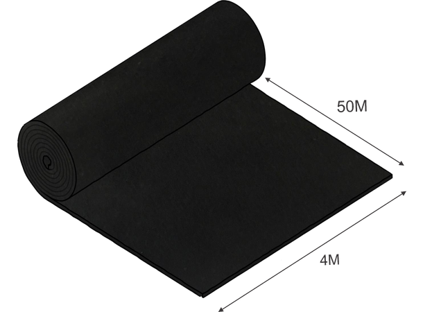 KAGU Proffmolton XL hybrid 50 x 4m Sort, 300g/m2, 74% bomull, 26% viskose