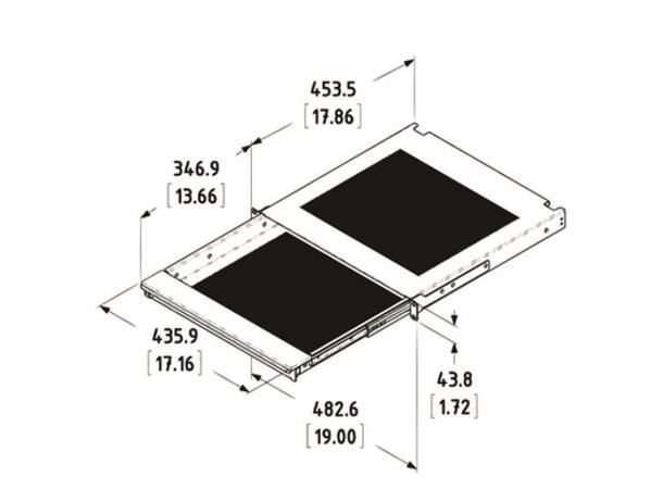 KAGU Rackskuff for laptop, perforert 1U, innv.mål: 338mm x 409mm x 40mm