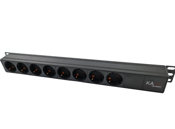 Kagu 19" rackstrøm 1U, True1 in/thru 8 veis, 16A, 3600W