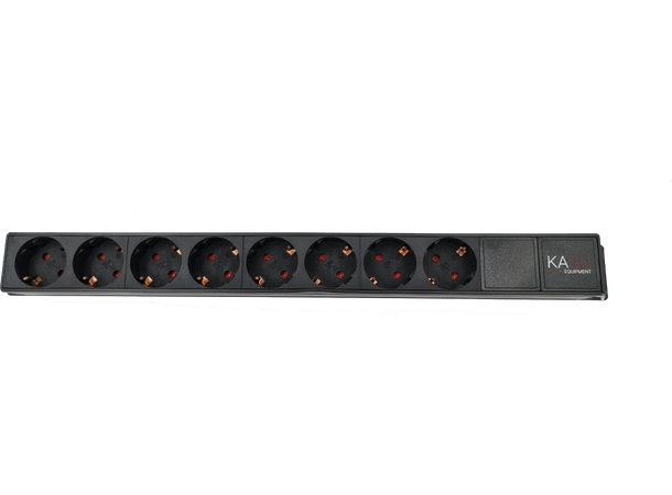 Kagu 19" rackstrøm 1U, True1 in/thru 8 veis, 16A, 3600W