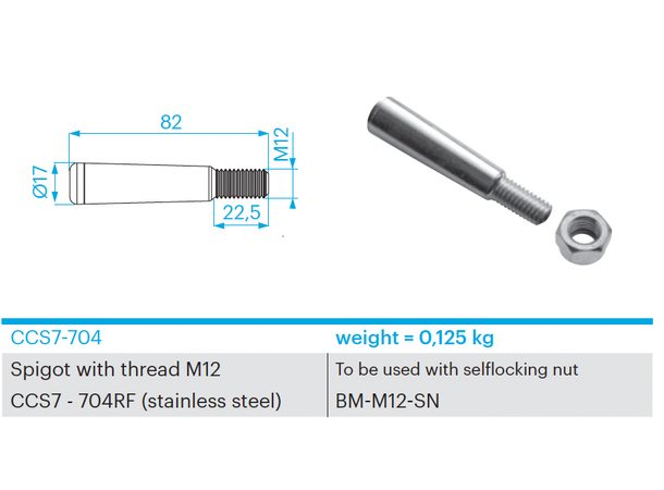 PROLYTE CCS7-704 Spigot M12 Gjenger