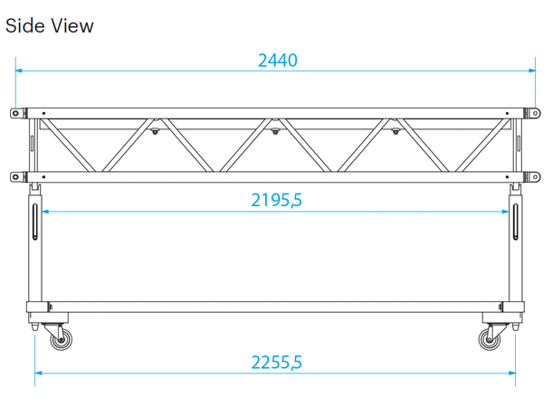 PROLYTE S36PRD1-L244 Trussdolly, 2-delt 244cm, Alu, Variabel Høyde, For S36Pr
