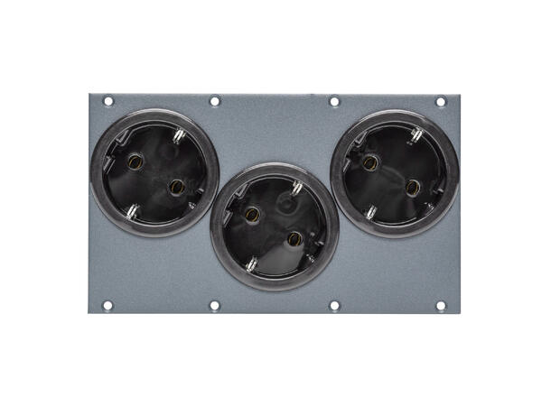 SOMMER SYC4-4025 3 x Schuko modul 2U Høyde, 4WU bredde. Wieland 3-pin bak