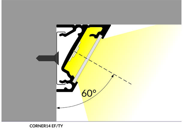TOPMET Aluprofil CORNER14_F 24x19,4mm 2m, Sort, Opal diffusor