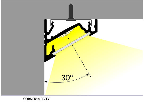 TOPMET Aluprofil CORNER14_F 24x19,4mm 2m, Sort, Opal diffusor