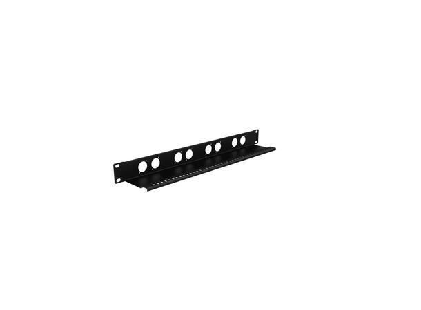 Caymon Panel, 8 Hull D-size, strekkavlas 19" panel, 1 unit, Sort. m/strekkavlast