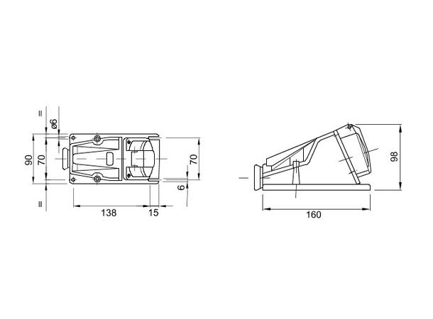 GEWISS Stikk 316-6 400V, IP44, 6H 90° Vinklet uttak. 3P+E. 380-415V