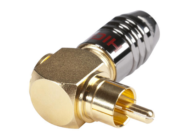 HICON HI-CMA01-RED RCA han for kabel 90° Rød. For kabel Ø6-7mm