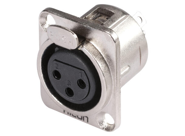 HICON HI-X3DF 3-pin XLR hun chassis Nikkel. D-panel