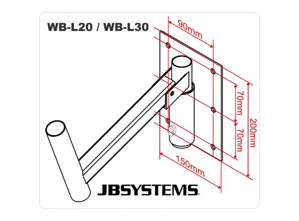 HILEC Høyttalerbrakett 40kg, Bygger 30cm fra vegg