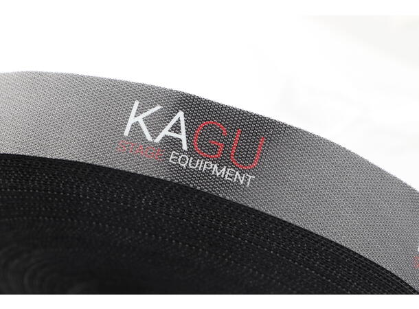 KAGU Hook & Loop Borrelås 10mm x 25m Sort. Med KAGU logo