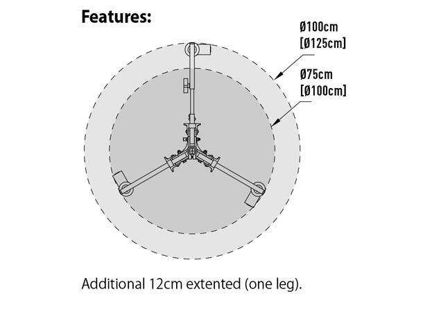 KUPO 340 stativbase m/hjul Ø28mm hun feste for spigot
