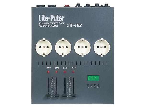 Liteputer DX-402A 4-kanals dimmer, 5-pin 2 x 16A innganger, 4 fadere
