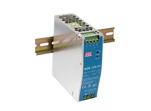 MEANWELL Strømforsyning 24VDC, 120W DIN rail