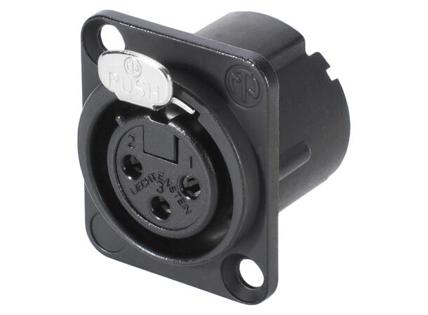 NEUTRIK NC3FDLX-BAG 3-pin XLR hun, chas. Sort. For D-panel
