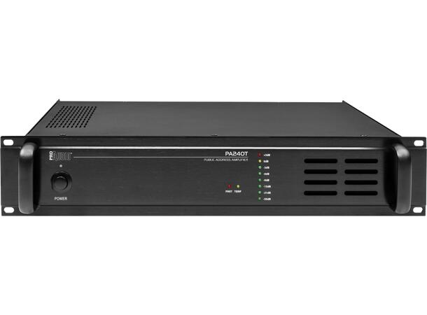 PROAUDIO effektforsterker 1 kanal 240W Lavohmig eller 100V. 19"/2U
