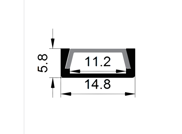 SBL Aluprofil  14.8 x5.8 mm. 2 meter, Sort