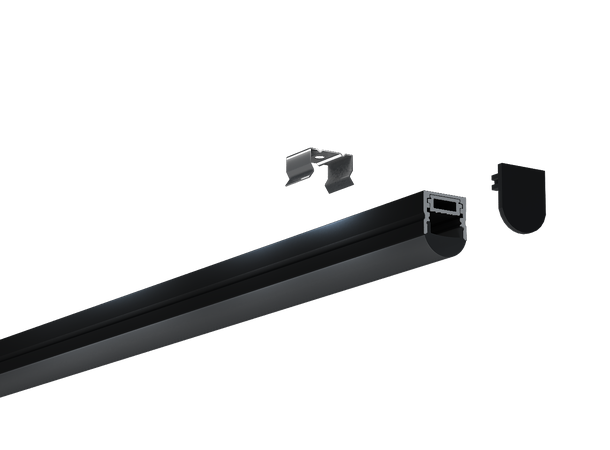 SBL Aluprofil  17 x 21 mm. 2 meter, Sort