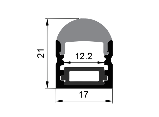 SBL Aluprofil  17 x 21 mm. 2 meter, Sort