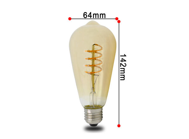 SBL LED filament pære E27, 4W. 2200K Ra>95. Ø58mm x H 128mm. Amber glass