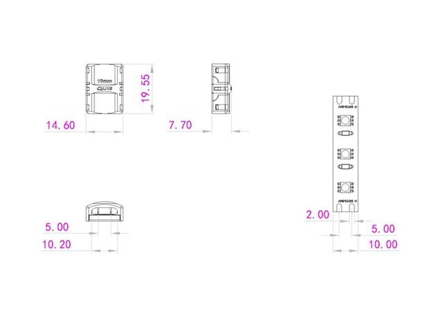 SBL snap-kobling for 2-leder 8mm strip Strip til strip. Pakke á 10 stk.