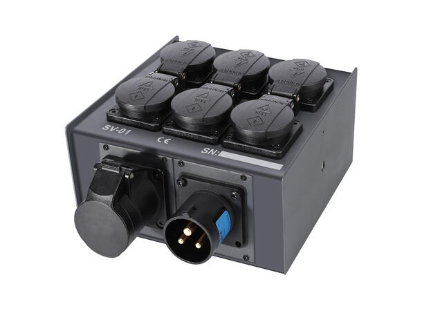SOMMER SV-01 Schuko breakout 16A CEE in/ut, 6 x Schuko ut