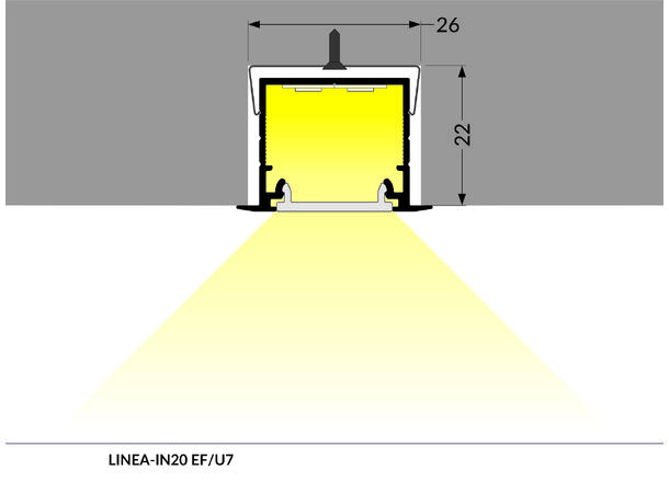 TOPMET Aluprofil LINEA-IN20_F 30x20,4mm 2m, Sort, Opal diffusor