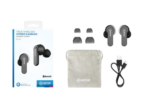 BOYA BY-AP4 trådløse ørepropper Sort. Bluetooth 5.0
