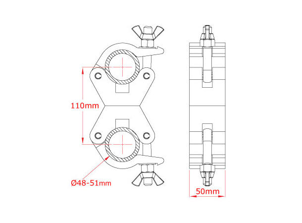 DOUGHTY T57104 Parallel coupler, Alu SWL 750kg, Ø 48 - 51mm