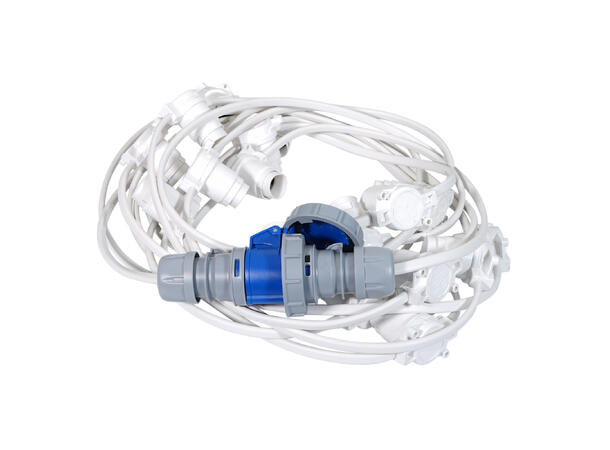 ELUMEN8 BC Heavy Duty Lyslenke 25m, B22 0,33m Spacing , CEE 16A Han/Hun, Hvit