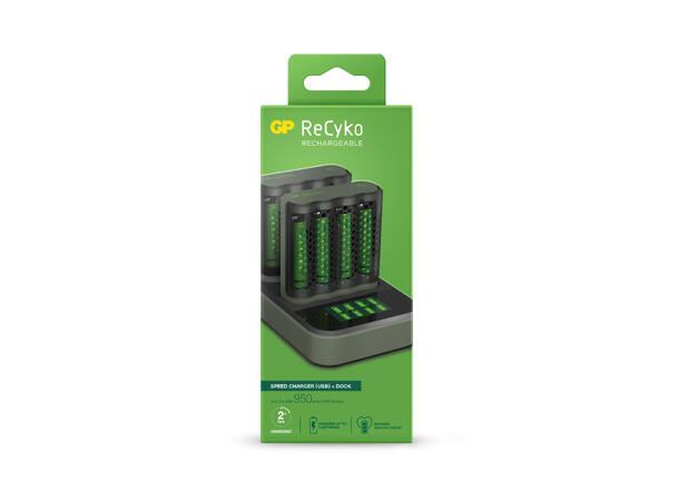 GP ReCyko 2x Speed-lader M451 (USB) Inkl. 8x AA 2600mAh NiMH-batterier