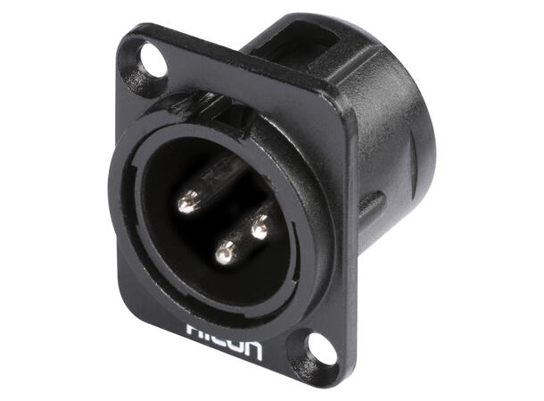 HICON HI-X3DM-M 3-pin XLR han chassis Sort. D-panel