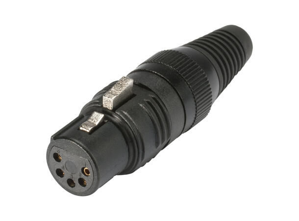 HICON HI-X5CF-G 5-pin XLR hun for kabel Sort. Metall bakstykke. Gullplat. kont.