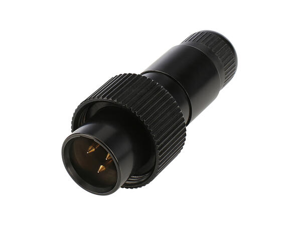 HICON HI-XMCM3-HD-B 3-pin Mini XLR han IP67. Maks kabel Ø 4.7mm
