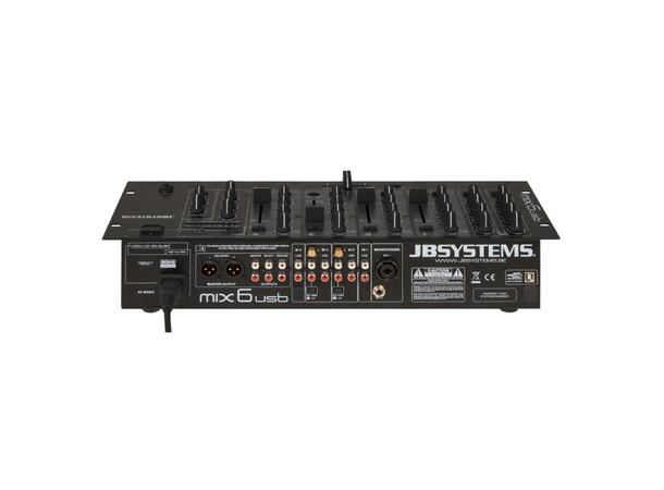 JB systems MIX6usb 4 kanals DJ mixer 7 innganger, 19"