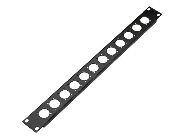 K&M 28312 Rackpanel. 12 x "D" hull 1U, Vekt: 0,24 kg.