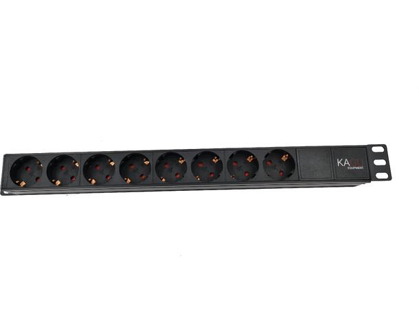 Kagu 19" Rackstrøm 1U, Powercon in/thru 8 veis, 16A, 3600W