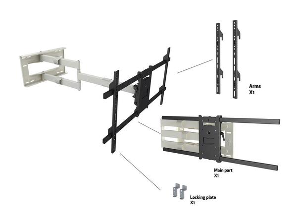 MULTIBRACKETS Veggfeste long reach VESA 800x400, 40kg, 101cm , 42-75", Hvit