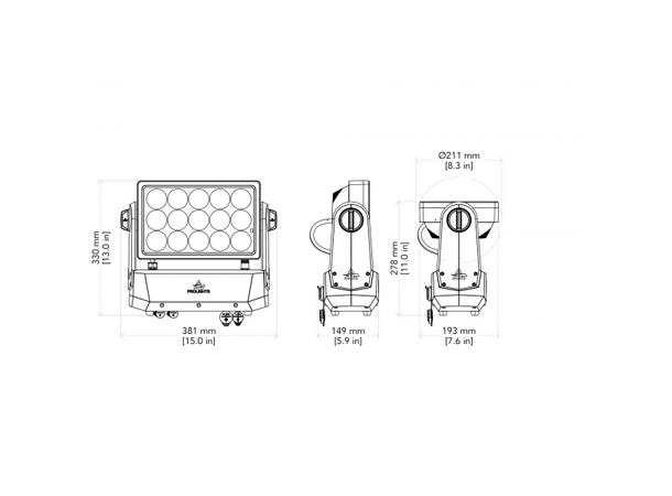 PROLIGHTS Smart BatWash, IP65 15 x 20W RGB+WW LED, CRI >93, W-DMX