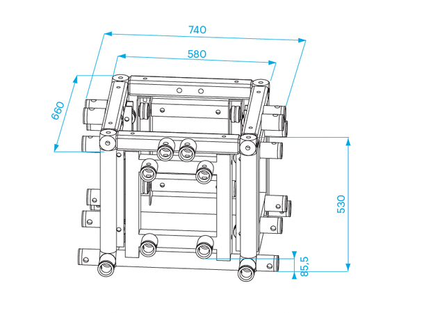 PROLYTE ST-Tårn Sleeveblock ST-010 4-Veis, Alu, U/Koblinger, 52V/36R-Truss