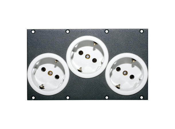 SOMMER SYC4-4096 3 x Schuko modul 2U Høyde, 4WU bredde. Wieland 3-pin bak