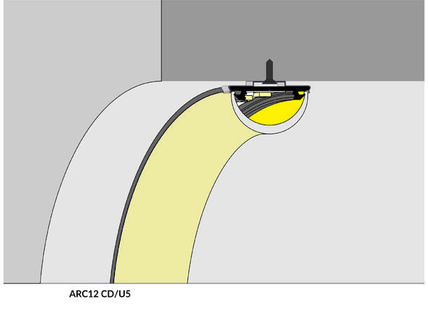 TOPMET Aluprofil ARC12_D 20x3,3mm 2m, Sort, Opal diffusor