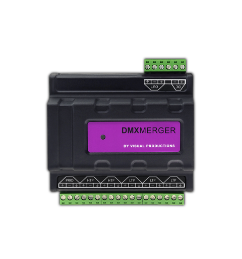 VISUAL PRODUCTIONS DMX Merger DIN Rail, 6 inn, 1 ut, LTP/HTP