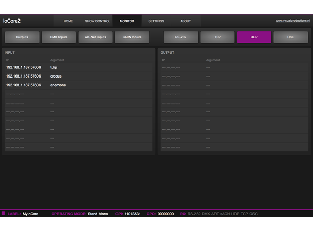 VISUAL PRODUCTIONS IoCORE2 GPIO Interface modul