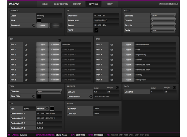 VISUAL PRODUCTIONS IoCORE2 GPIO Interface modul