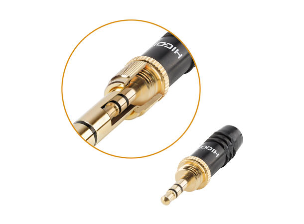 HICON HI-J3563S 3.5mm/6.3mm Jack han Maks kabel Ø5.8mm. 3.5mm med 6.3mm adap.
